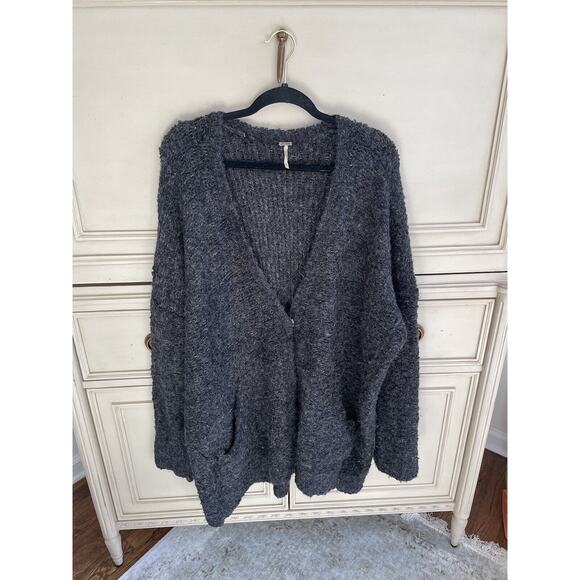Free People Sweaters - Free People Alpaca Blend Button Down V Neck Gray Cardigan Grunge Large